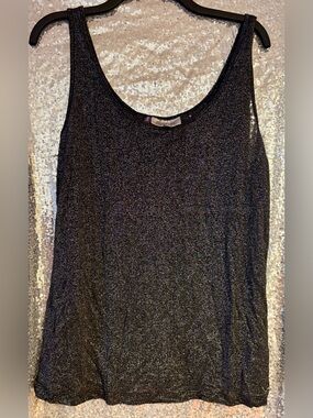 Jennifer Lopez Gray Sparkle Scoop Neck Tank